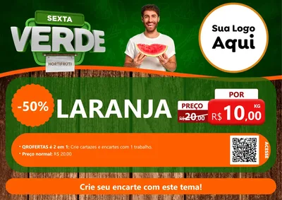 Modelo de Cartaz para Cartaz A4 Horizontal com o tema Sexta Verde para Hortifrúti
