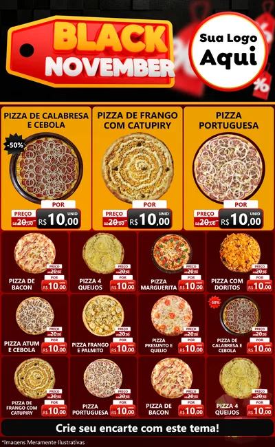 Modelo de Encarte para Encarte Grande com o tema Black November para Pizzaria
