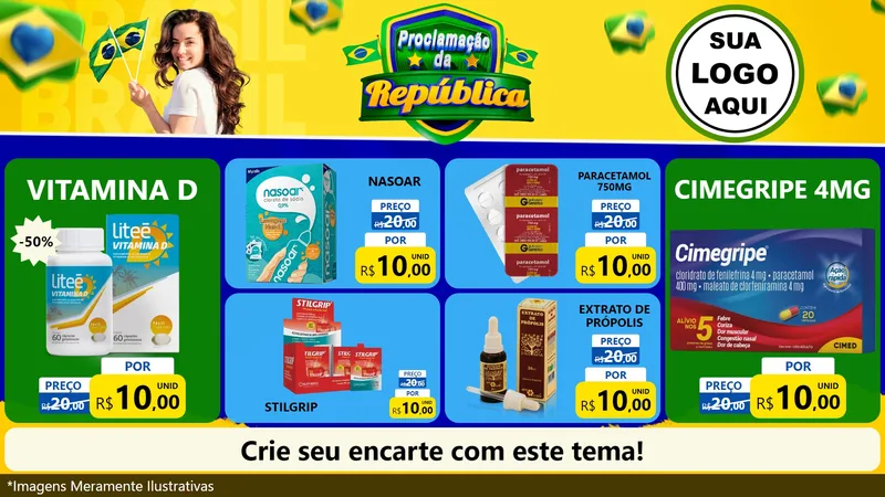 Modelo de TV para TV Horizontal com o tema Proclamação da República para Farmácia