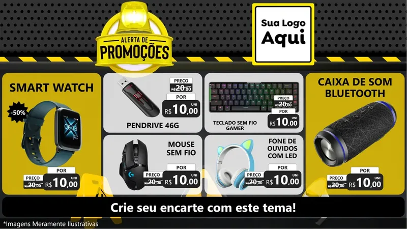 Modelo de TV para TV Horizontal com o tema Alerta de Promoções para Informática