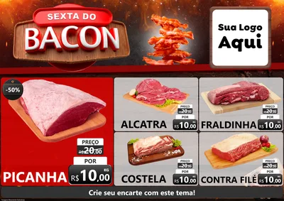 Modelo de Encarte para Encarte A4 Horizontal com o tema Sexta do Bacon para Açougue