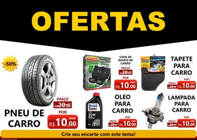 Modelo de Encarte para Encarte A4 Horizontal com o tema Ofertas Preto e Vermelho Cartaz para Auto peças