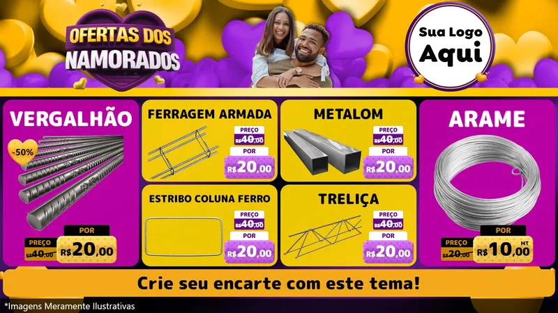 Modelo de TV para TV Horizontal com o tema Oferta Dos Namorados para Ferragens