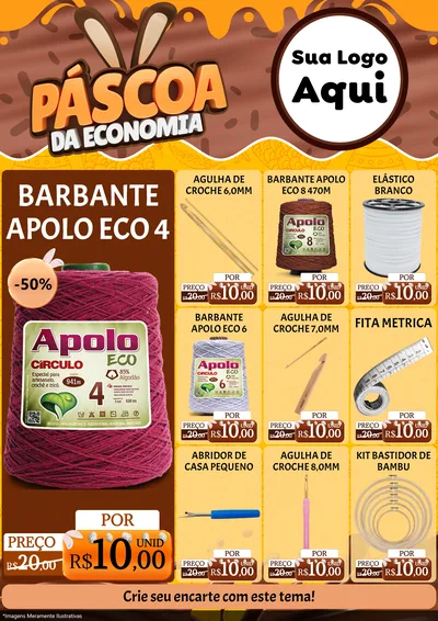 Modelo de Encarte para Encarte A4 Vertical com o tema Páscoa da Economia para Armarinho e Aviamentos