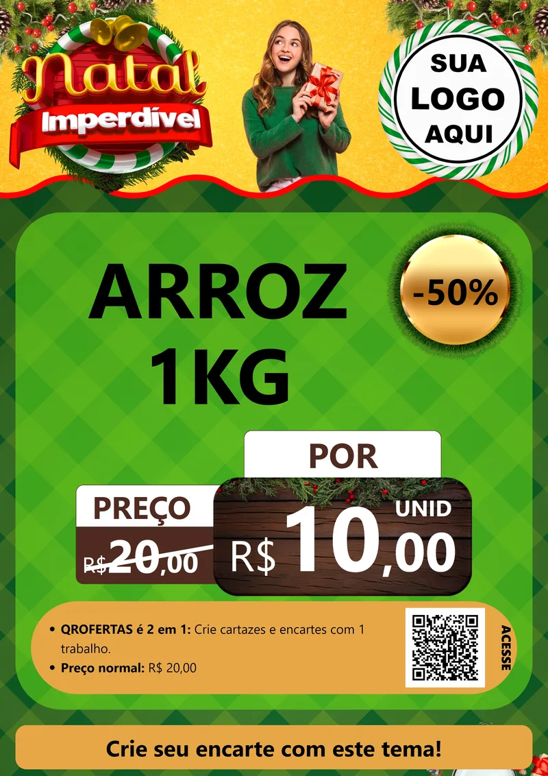 Modelo de Cartaz para Cartaz A4 Vertical com o tema Natal Imperdível para Supermercado