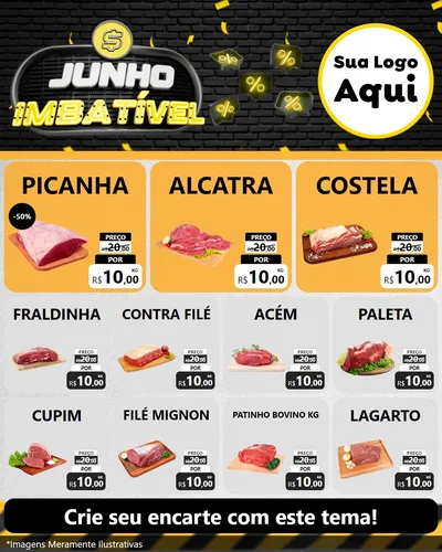 Modelo de Rede Social para Feed Instagram com o tema Junho Imbatível para Açougue