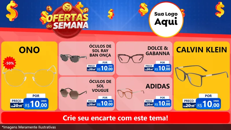 Modelo de TV para TV Horizontal com o tema Ofertas Da Semana para Óticas