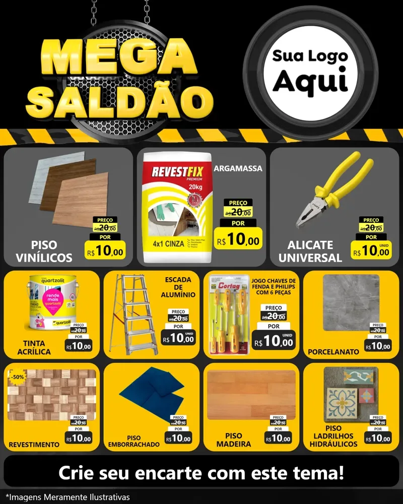 Modelo de Rede Social para Feed Instagram com o tema Mega Saldão para Material para Construção