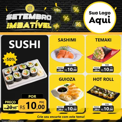 Modelo de Rede Social para Feed Facebook com o tema Setembro Imbatível para Comida japonesa