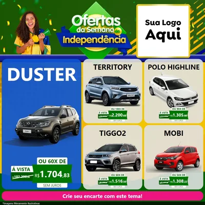 Modelo de Rede Social para Feed Facebook com o tema Ofertas da Semana da Independência para Concessionaria de Carros