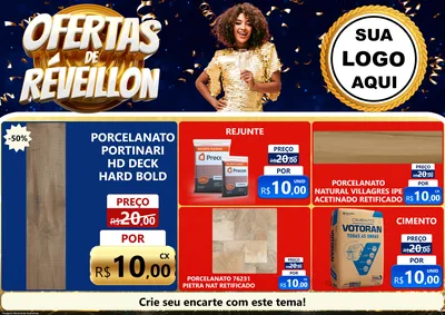 Modelo de Encarte para Encarte A4 Horizontal com o tema Ofertas de Réveillon para Pisos e revestimentos