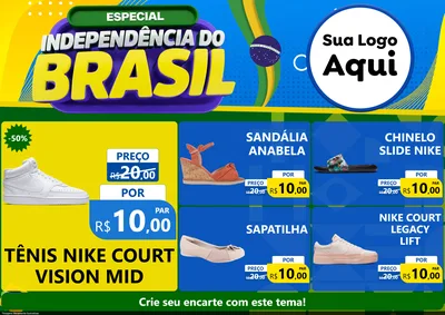 Modelo de Encarte para Encarte A4 Horizontal com o tema Especial Independência do Brasil para Calçados