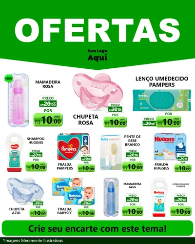 Modelo de Rede Social para Feed Instagram com o tema Ofertas Verde Cartaz para Bebês