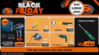 Modelo de TV para TV Horizontal com o tema Black Friday para Maquinas e Ferramentas