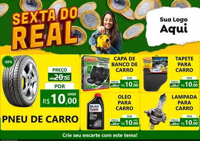Modelo de Encarte para Encarte A4 Horizontal com o tema Sexta do Real para Auto peças