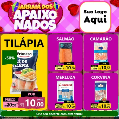 Modelo de Rede Social para Feed Facebook com o tema Arraiá dos Apaixonados para Peixaria