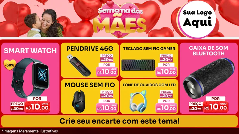 Modelo de TV para TV Horizontal com o tema Semana Das Mães para Informática