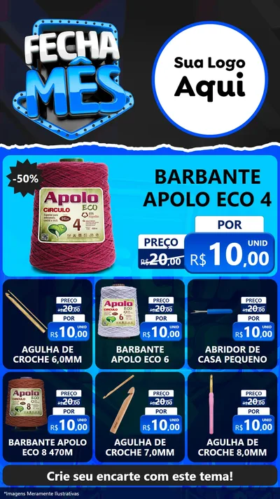 Modelo de Rede Social para Stories com o tema Fecha Mês para Armarinho e Aviamentos