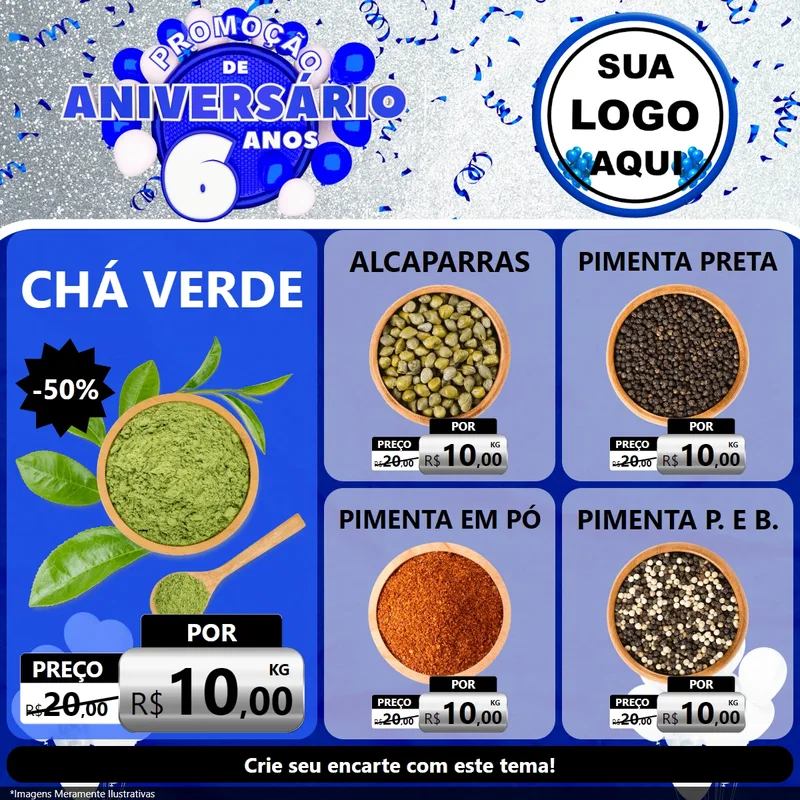 Modelo de Rede Social para Feed Facebook com o tema Promoção de Aniversário - 6 Anos para Produtos Naturais