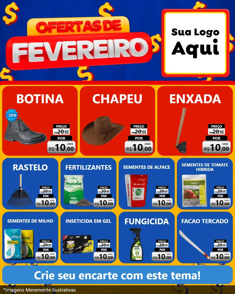 Modelo de Rede Social para Feed Instagram com o tema Ofertas de Fevereiro para Agropecuária