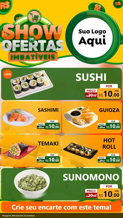 Modelo de TV para TV Vertical com o tema Show de Ofertas Imbatíveis para Comida japonesa