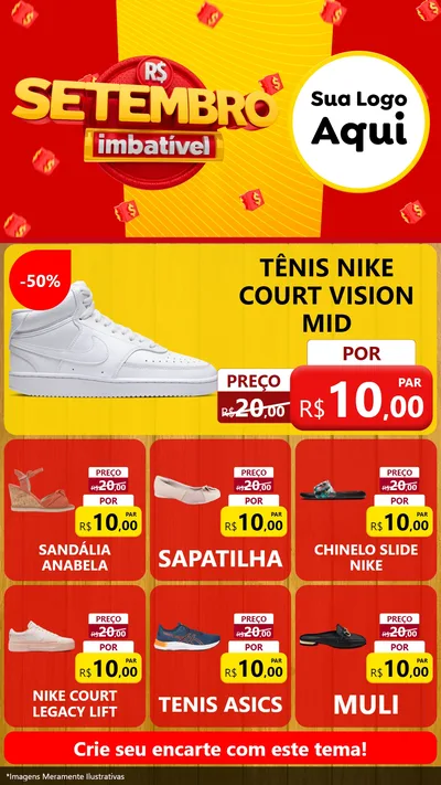 Modelo de Rede Social para Stories com o tema Setembro Imbatível para Calçados