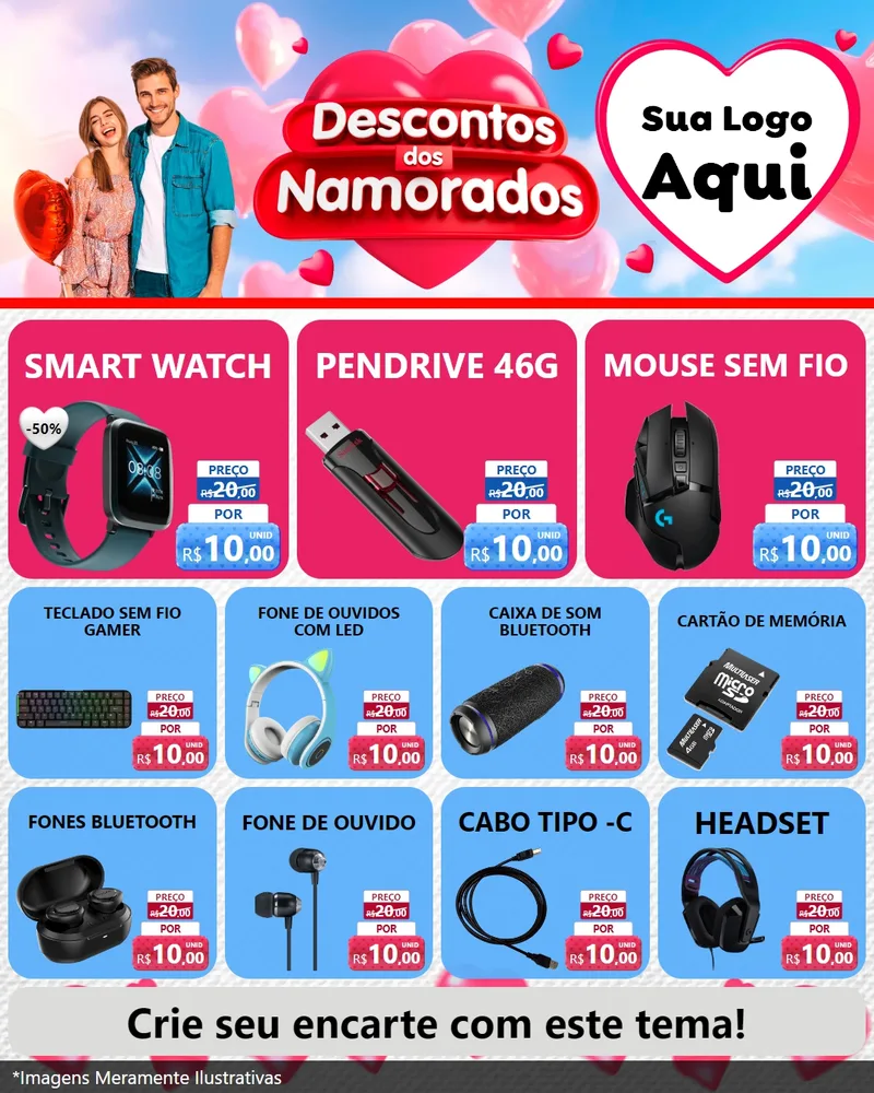 Modelo de Rede Social para Feed Instagram com o tema Descontos dos Namorados para Informática