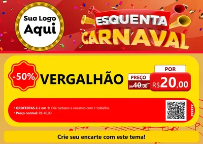 Modelo de Cartaz para Cartaz A4 Horizontal com o tema Esquenta Carnaval para Ferragens
