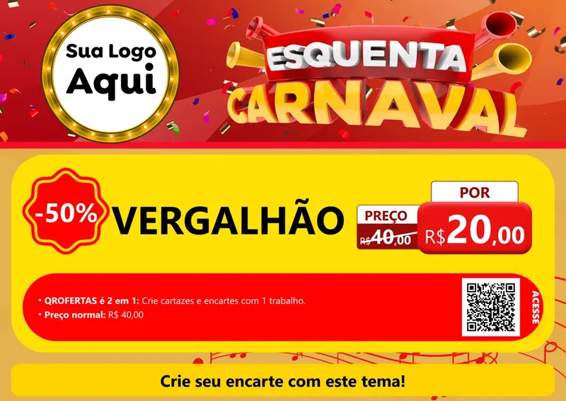 Modelo de Cartaz para Cartaz A4 Horizontal com o tema Esquenta Carnaval para Ferragens