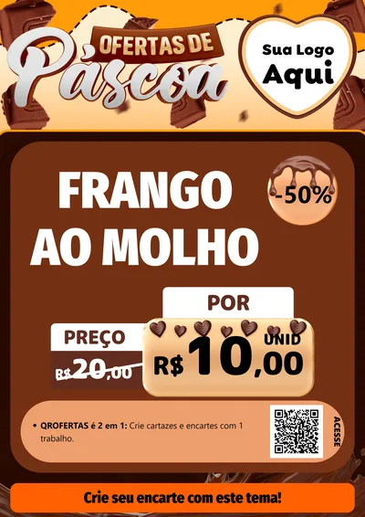 Modelo de Cartaz para Cartaz A4 Vertical com o tema Ofertas de Páscoa para Restaurante