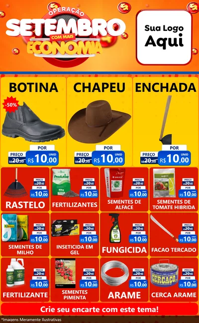 Modelo de Encarte para Encarte Grande com o tema Operação Setembro Com Muita Economia para Agropecuária