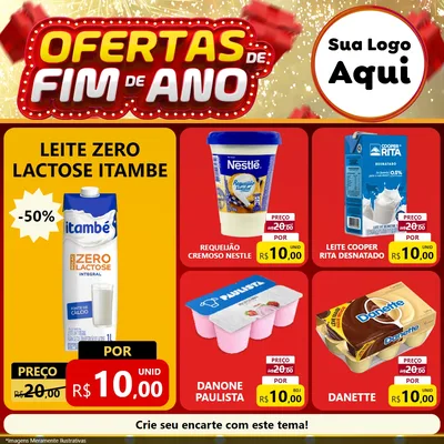 Modelo de Rede Social para Feed Facebook com o tema Ofertas de Fim de Ano para Frios e Laticínios