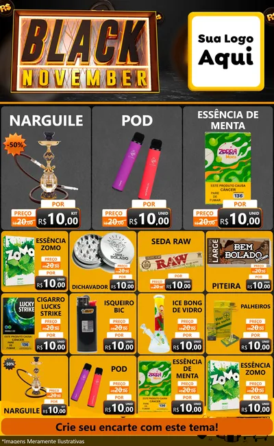Modelo de Encarte para Encarte Grande com o tema Black November para Tabacaria