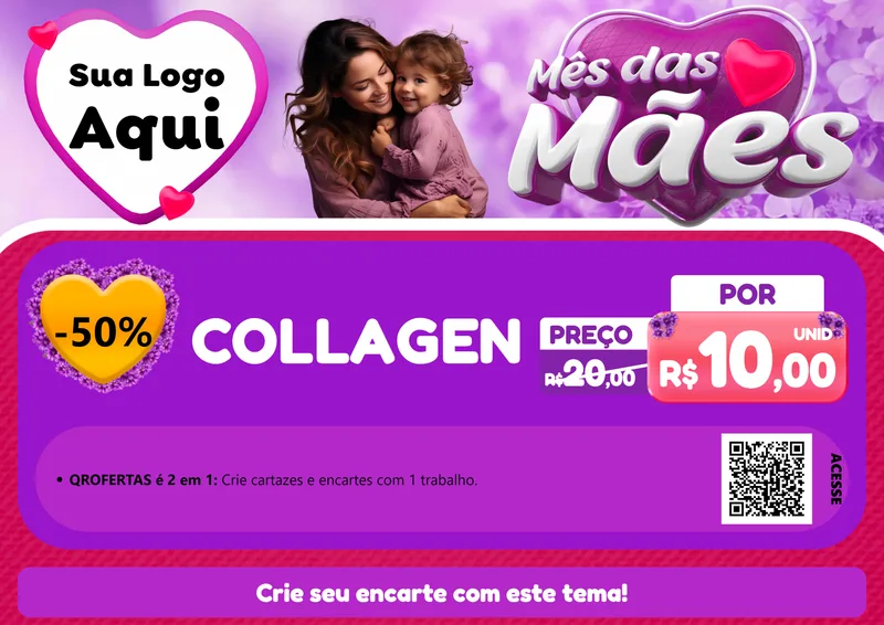 Modelo de Cartaz para Cartaz A4 Horizontal com o tema Mês das Mães para Suplementos alimentares