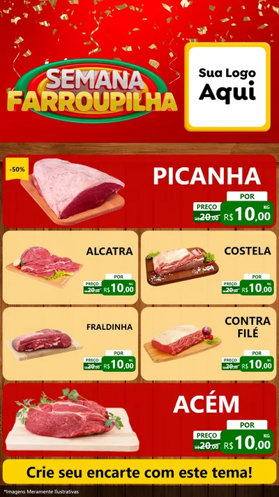 Modelo de TV para TV Vertical com o tema Semana Farroupilha para Açougue