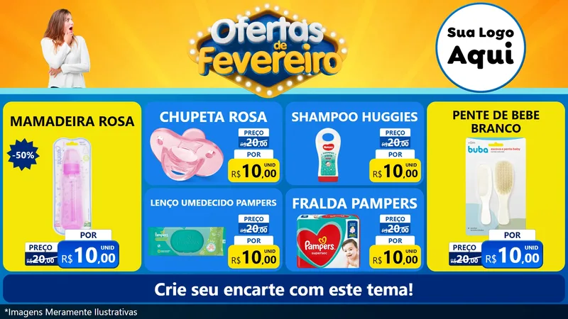 Modelo de TV para TV Horizontal com o tema Ofertas de Fevereiro para Bebês