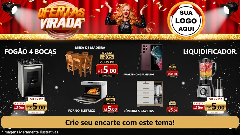 Modelo de TV para TV Horizontal com o tema Ofertas da Virada para Móveis e Eletro