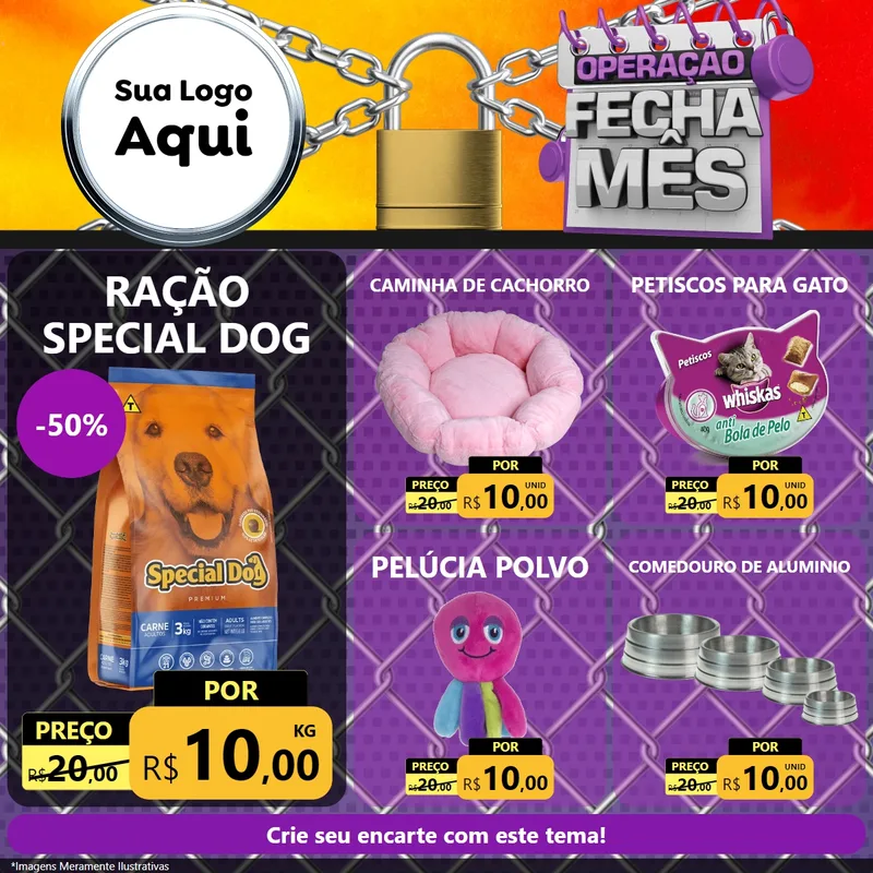 Modelo de Rede Social para Feed Facebook com o tema Operação Fecha Mês para Pet Shop