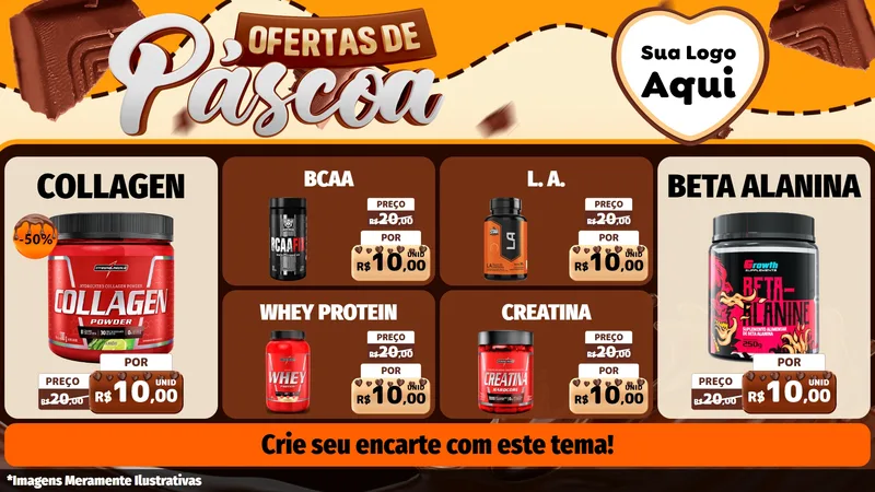 Modelo de TV para TV Horizontal com o tema Ofertas de Páscoa para Suplementos alimentares