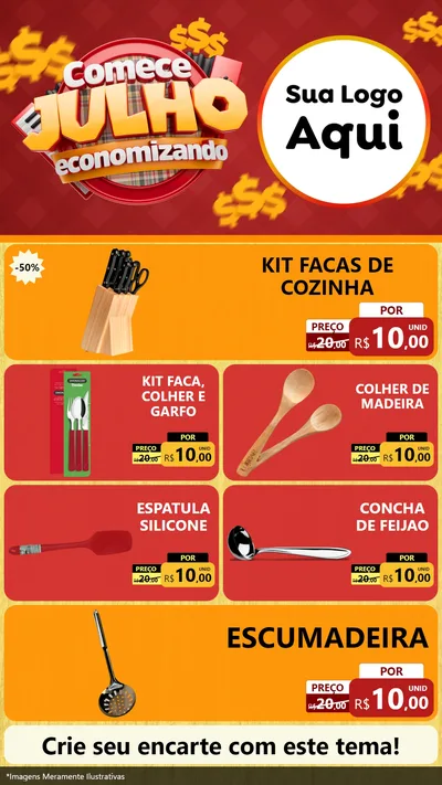 Modelo de TV para TV Vertical com o tema Comece Julho Economizando para Utilidades Domésticas