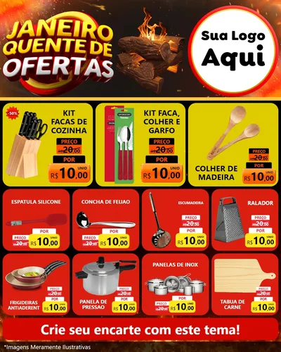 Modelo de Rede Social para Feed Instagram com o tema Janeiro Quente de Ofertas para Utilidades Domésticas