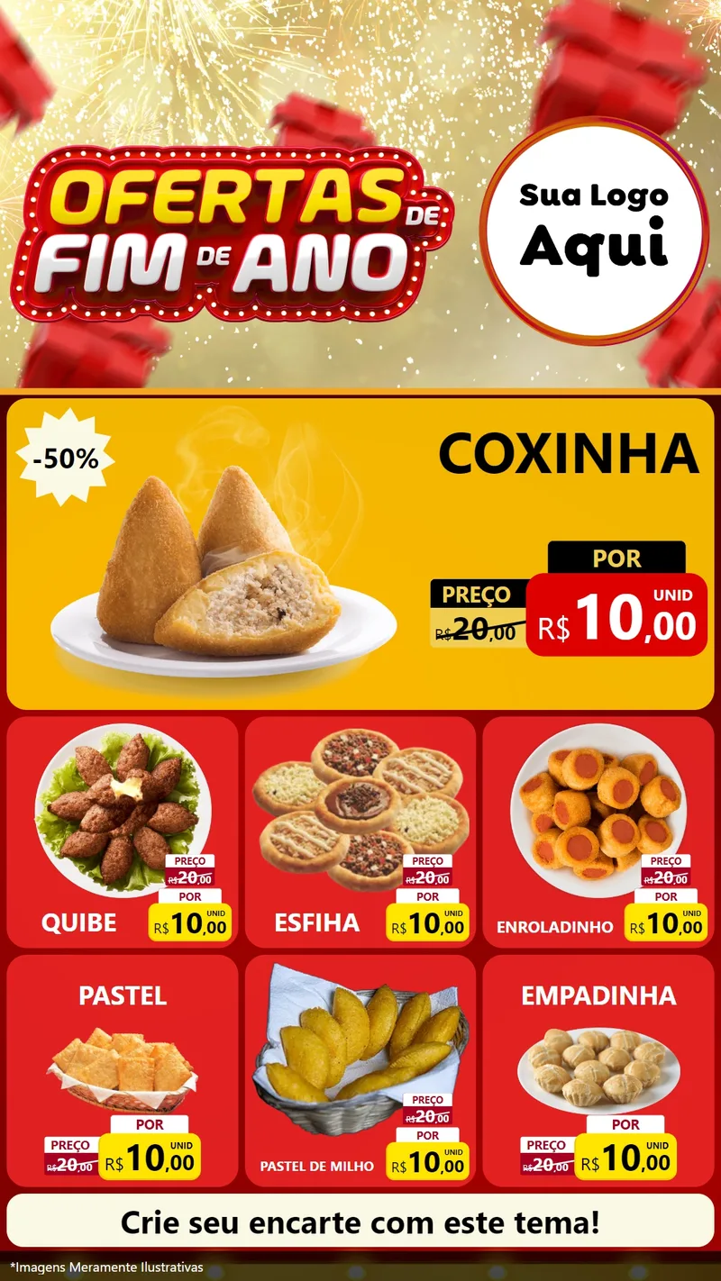 Modelo de Rede Social para Stories com o tema Ofertas de Fim de Ano para Salgadaria