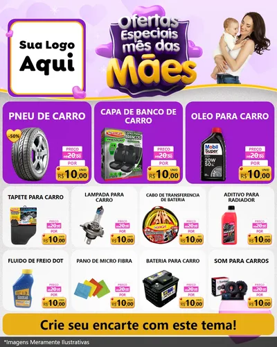 Modelo de Rede Social para Feed Instagram com o tema Ofertas Especiais - Mês das Mães para Auto peças