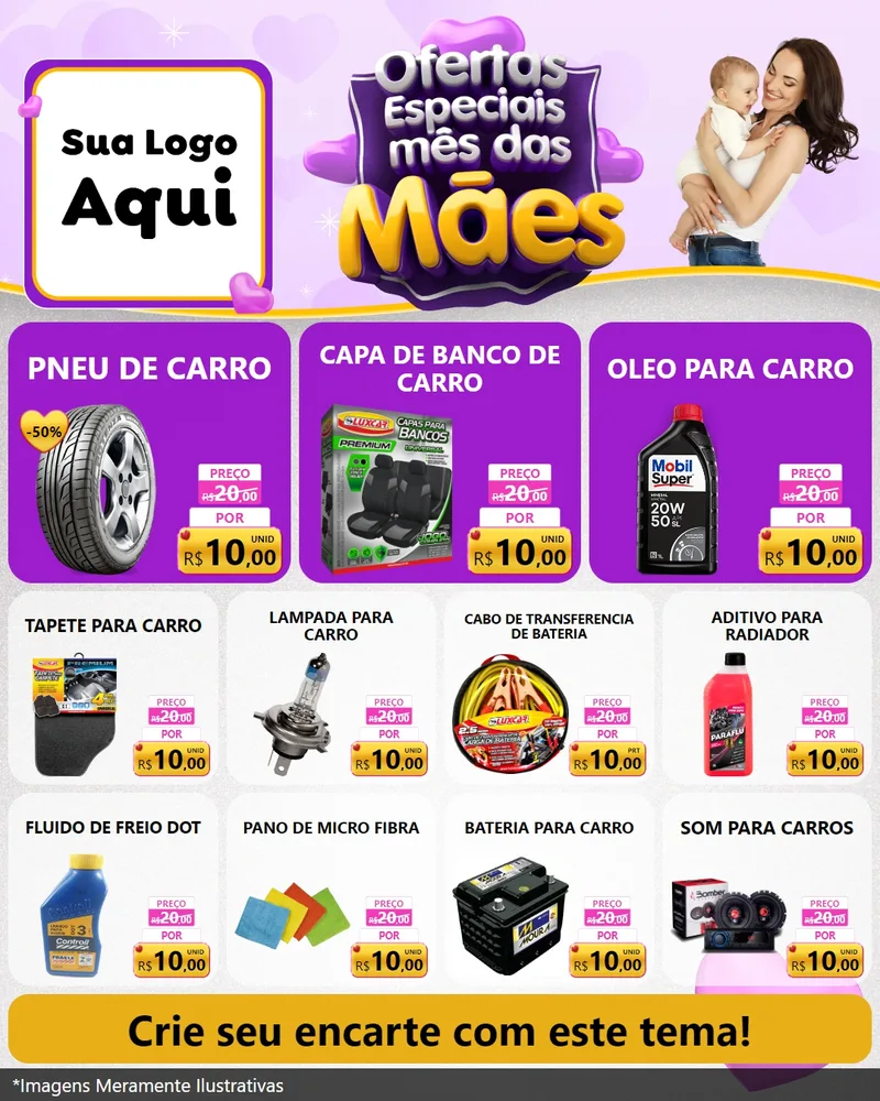Modelo de Rede Social para Feed Instagram com o tema Ofertas Especiais - Mês das Mães para Auto peças