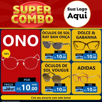 Modelo de Rede Social para Feed Facebook com o tema Super Combo para Óticas