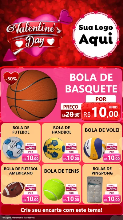 Modelo de Rede Social para Stories com o tema Valentine's Day para Artigos Esportivos