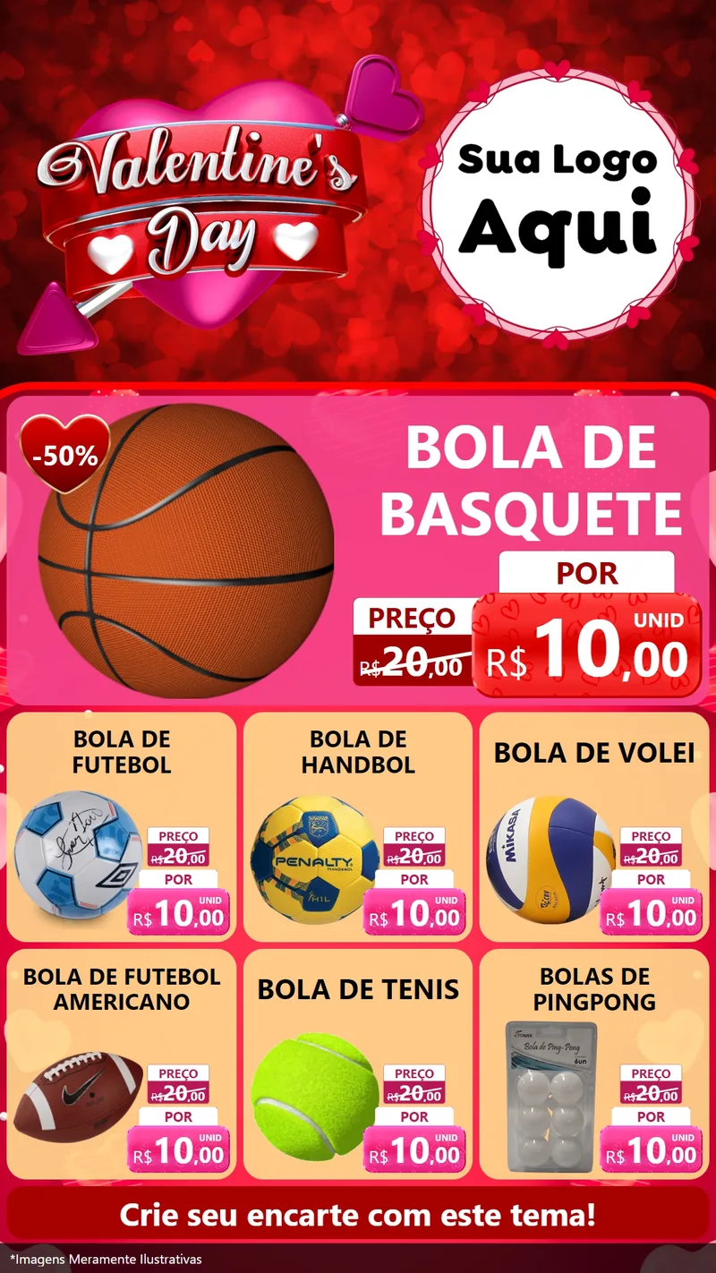 Modelo de Rede Social para Stories com o tema Valentine's Day para Artigos Esportivos