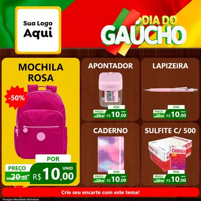 Modelo de Rede Social para Feed Facebook com o tema Dia do Gaúcho para Papelaria