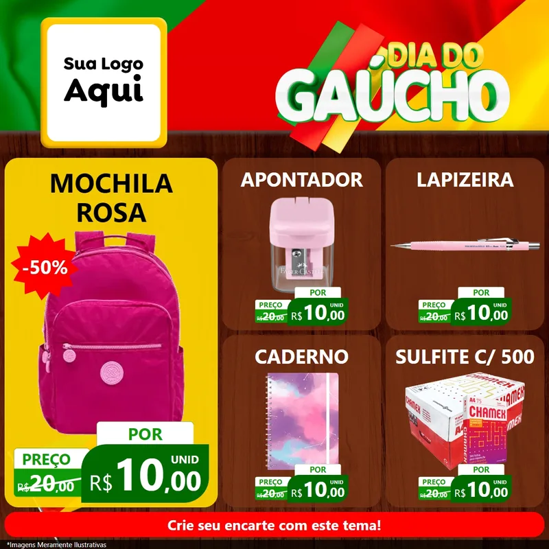 Modelo de Rede Social para Feed Facebook com o tema Dia do Gaúcho para Papelaria