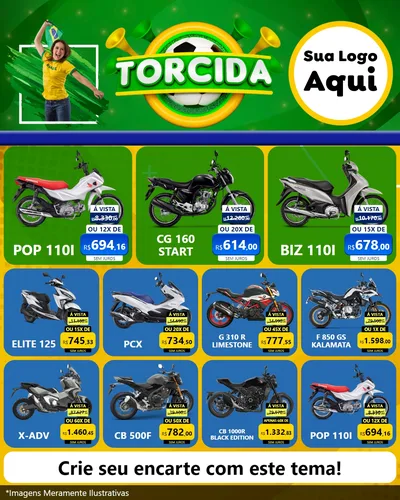 Modelo de Rede Social para Feed Instagram com o tema Torcida para Concessionaria de Motos